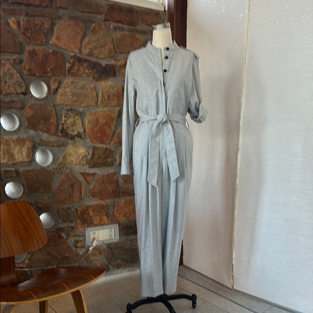 Equipment brand grey wool blend button down jumpsuit size 4 New!